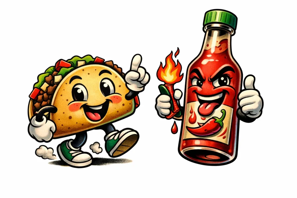 Taco and Hot Sauce