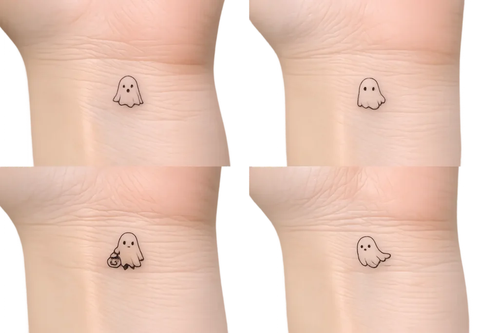 Tiny Ghost Wrist Tattoos
