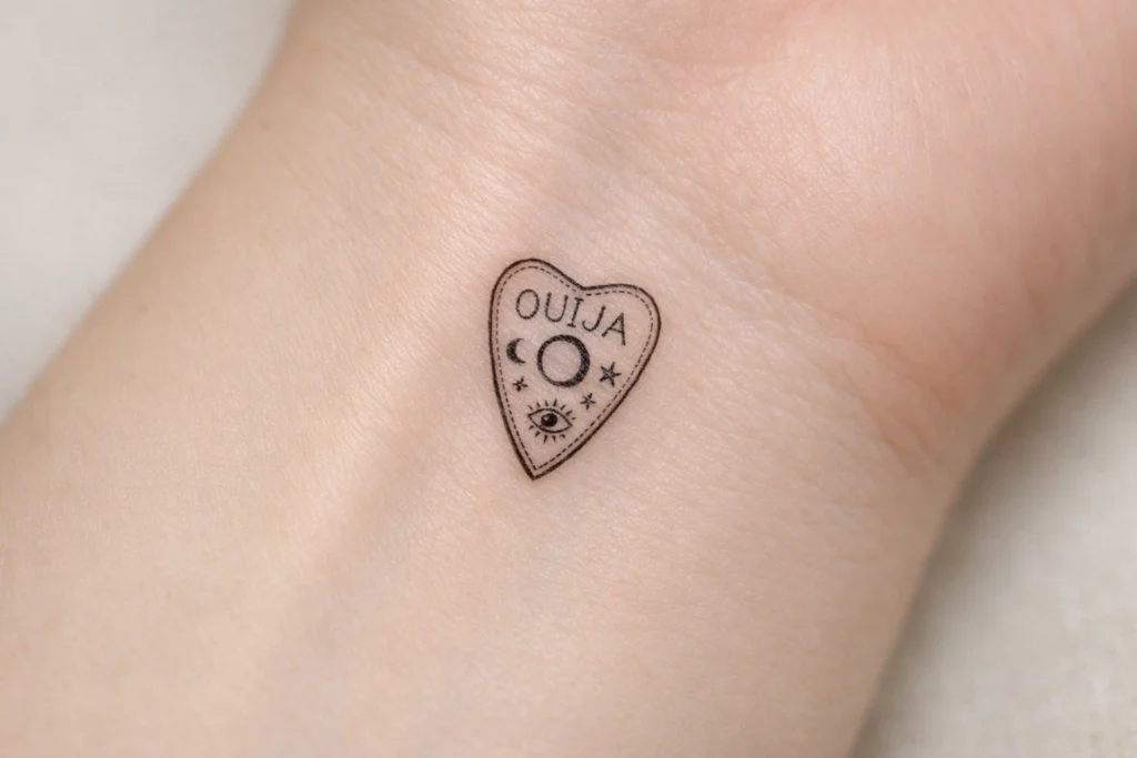 Tiny Ouija Planchette Tattoo