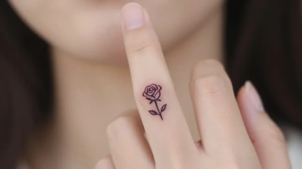 Tiny Rose Finger Tattoos
