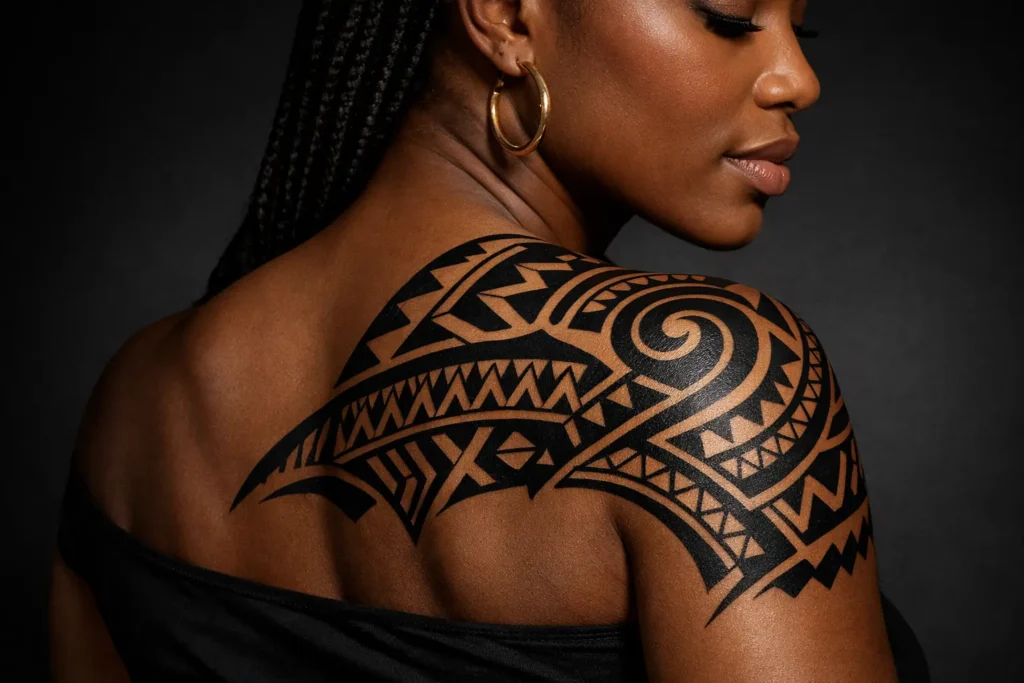 Tribal Inspired Shoulder Tattoo