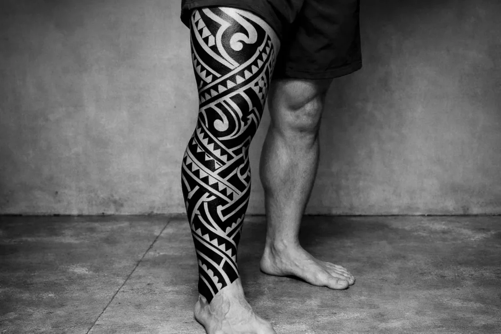 Tribal Leg Tattoo