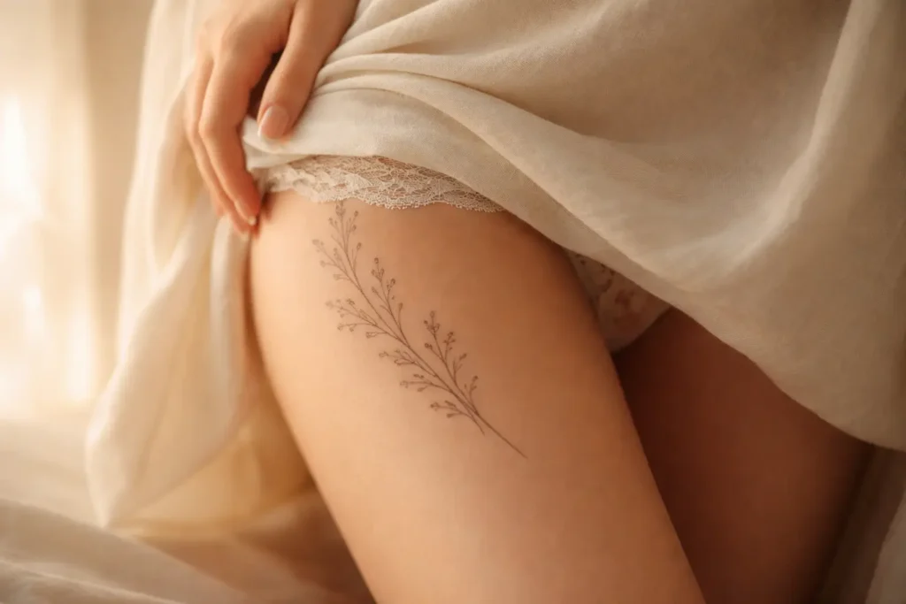 Upper Thigh Tattoo Placement Subtle Elegance