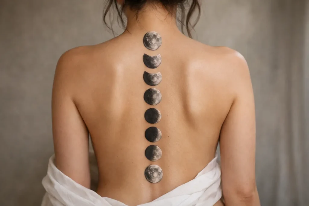 Vertical Moon Phases Tattoo