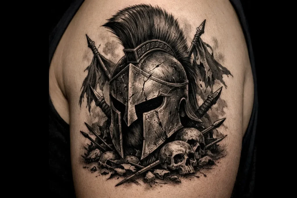 Warrior Helmet Tattoo