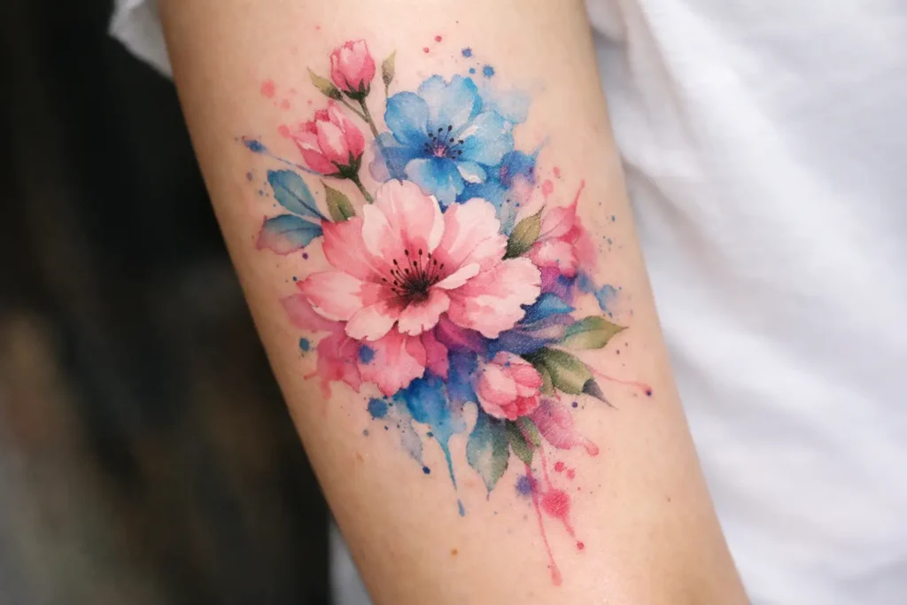 Watercolor Flower Tattoos for Artistic Expression