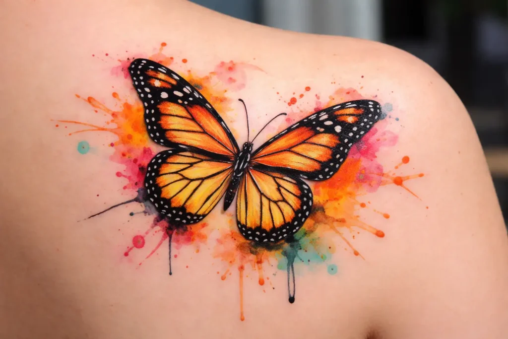 Watercolor Monarch Butterfly Tattoo