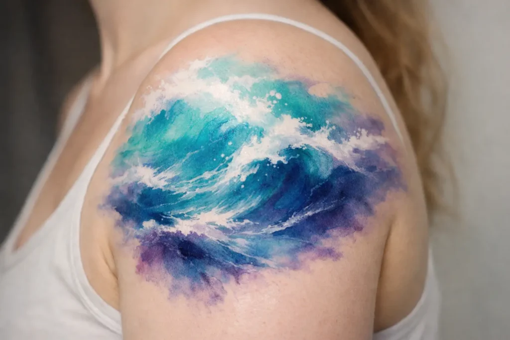 Watercolor Ocean Tattoo
