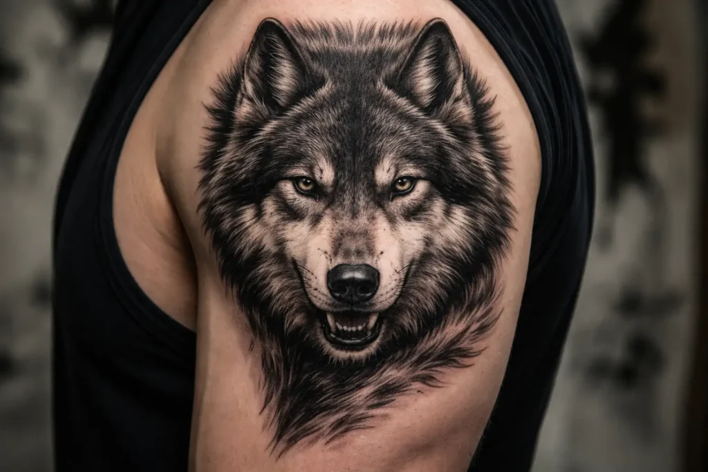 Wolf Bicep Tattoo