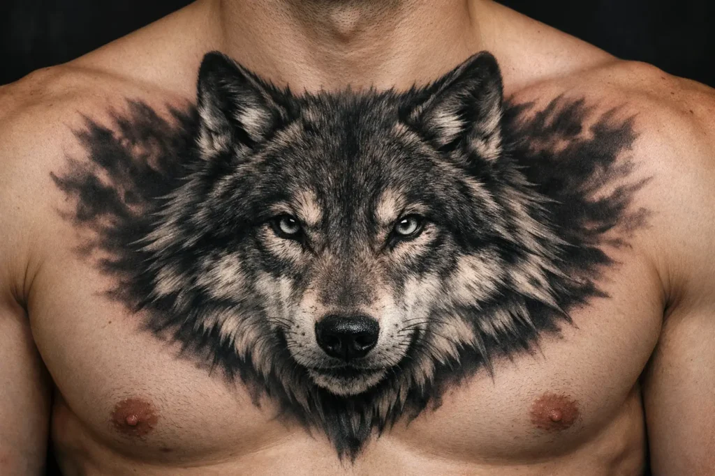 Wolf Chest Tattoo