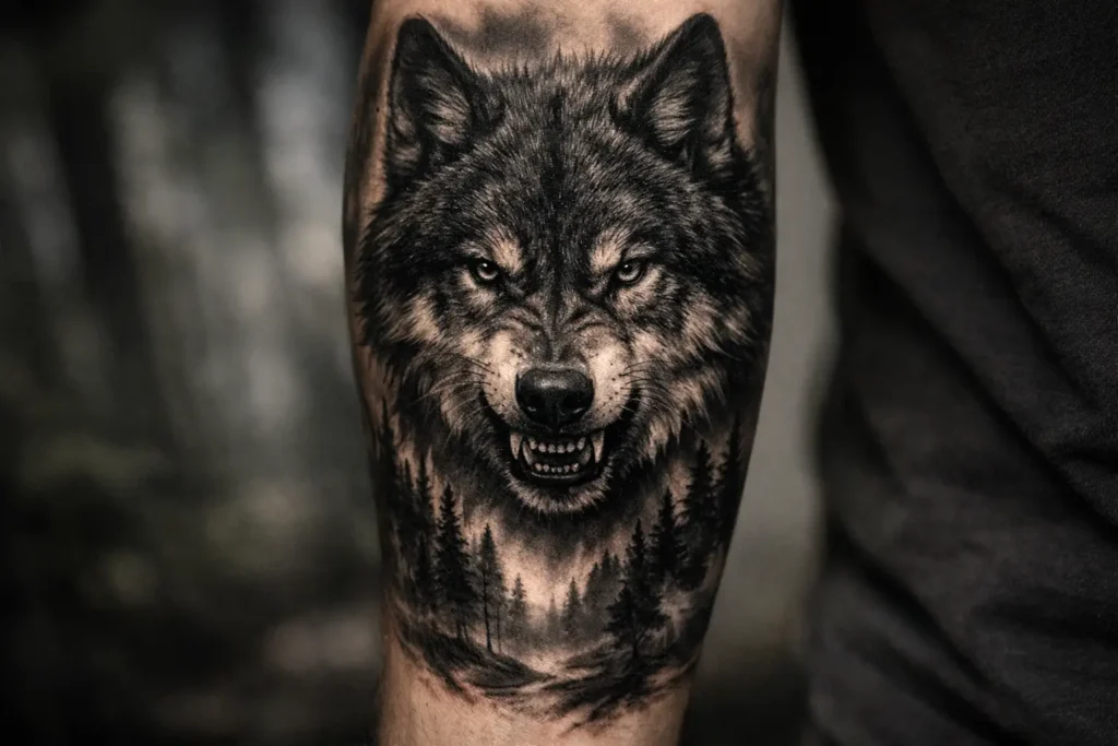 Wolf Forearm Tattoo