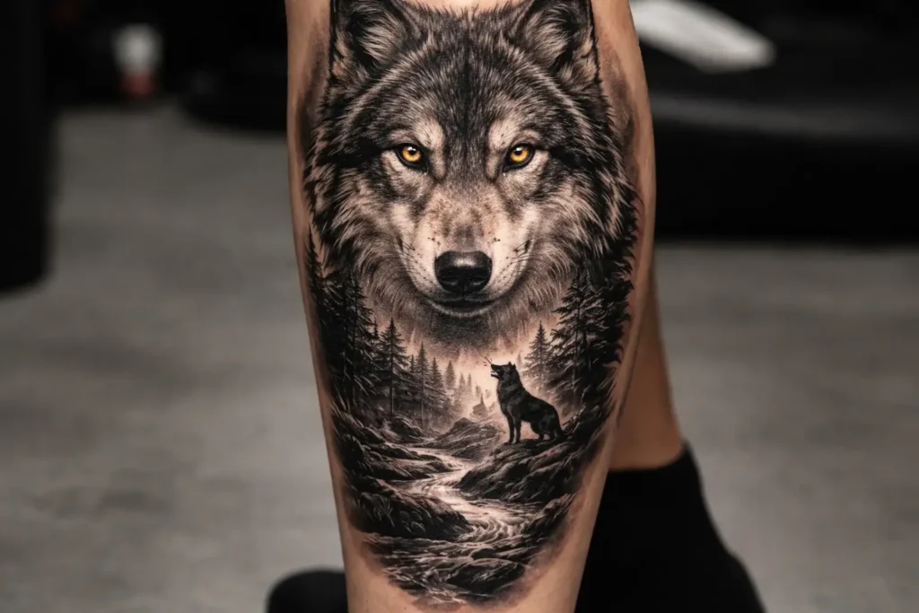 Wolf Leg Tattoo
