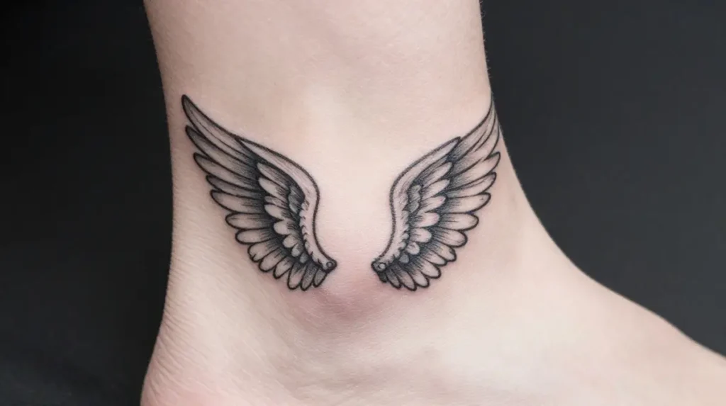 Angel Wings Ankle Tattoo