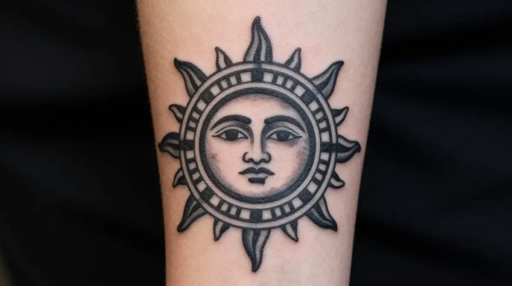 Aztec Sun Tattoo