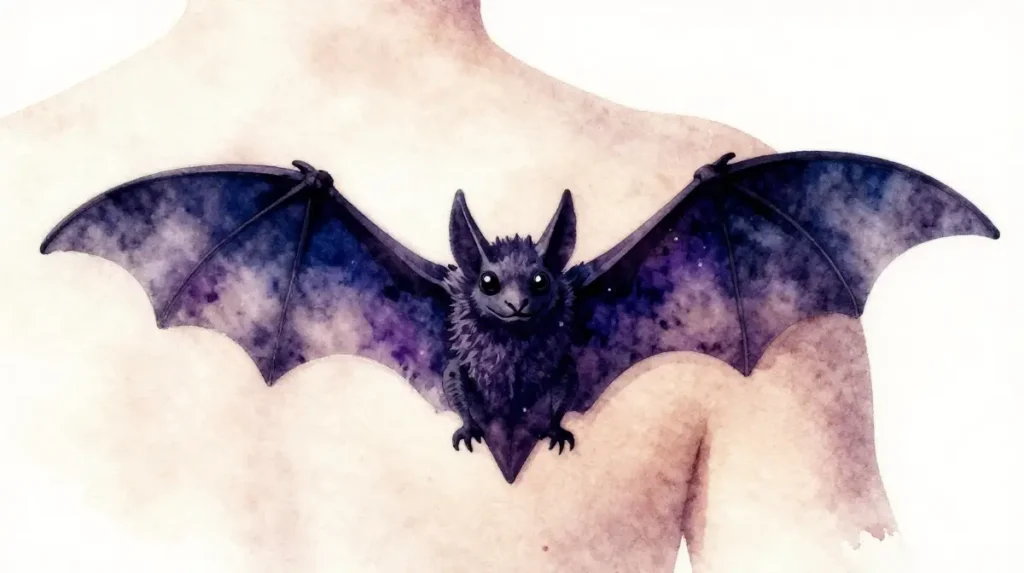 Bat Tattoo Watercolor Style