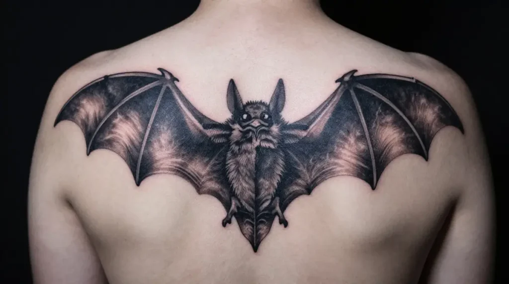 Bat Tattoo on Spine