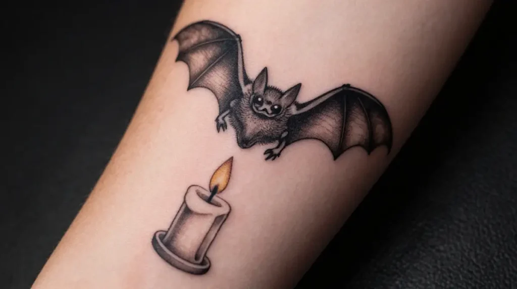 Bat Tattoo with Candle