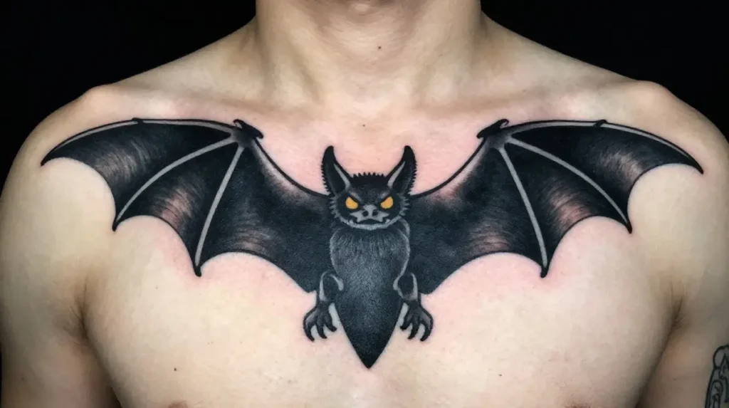 Blackwork Bat Tattoo