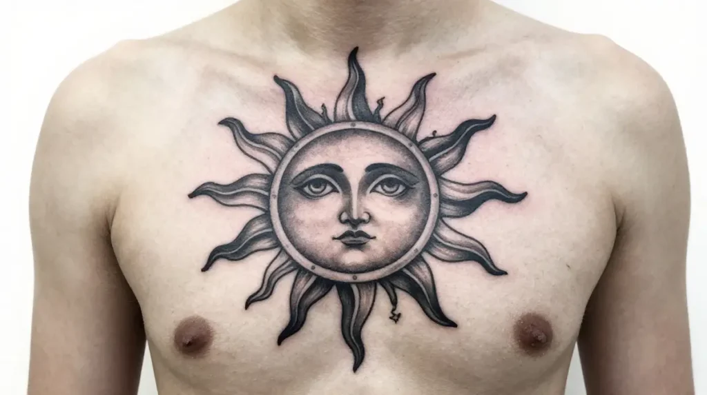 Boho Celestial Sun and Moon Tattoo