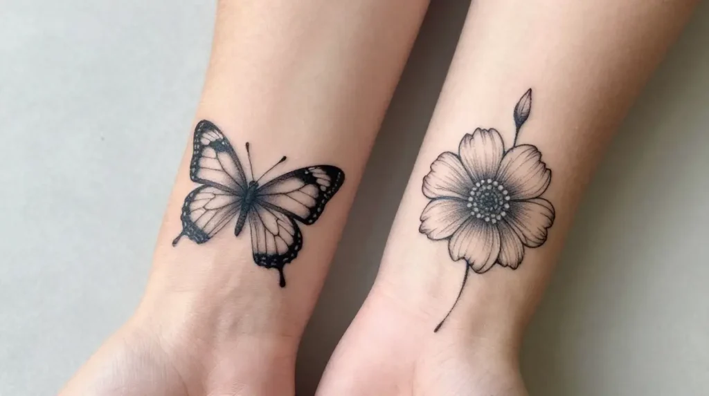 Butterfly and Flower Tattoo