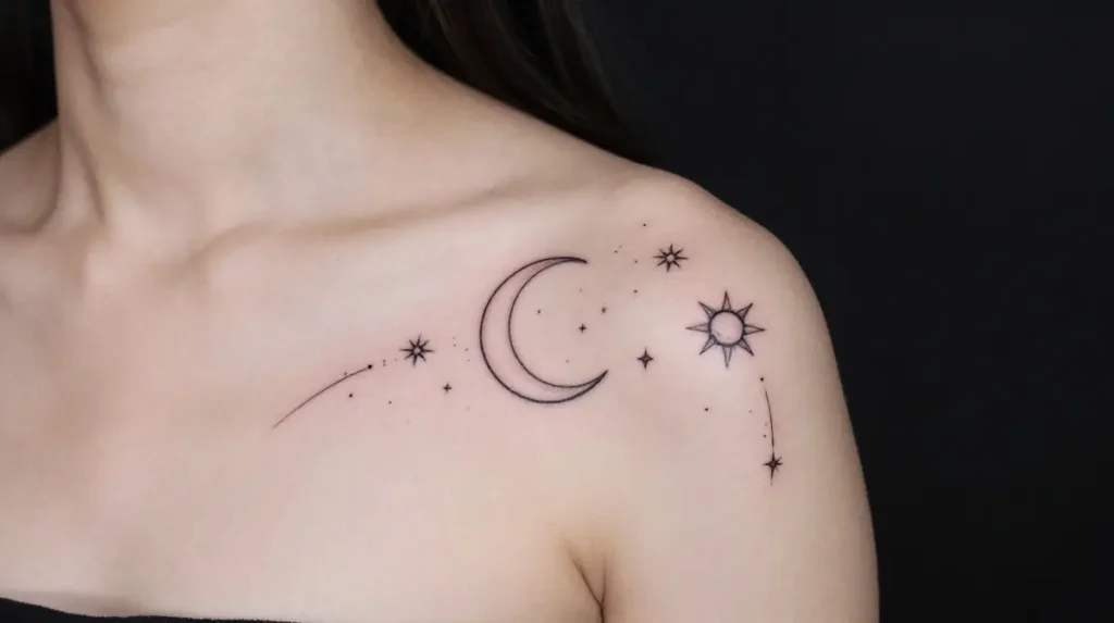 Celestial Upper Shoulder Tattoo