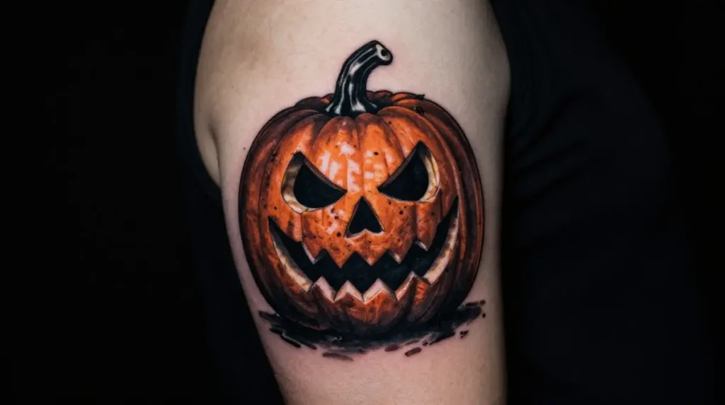 Cinematic Horror Pumpkin Tattoo