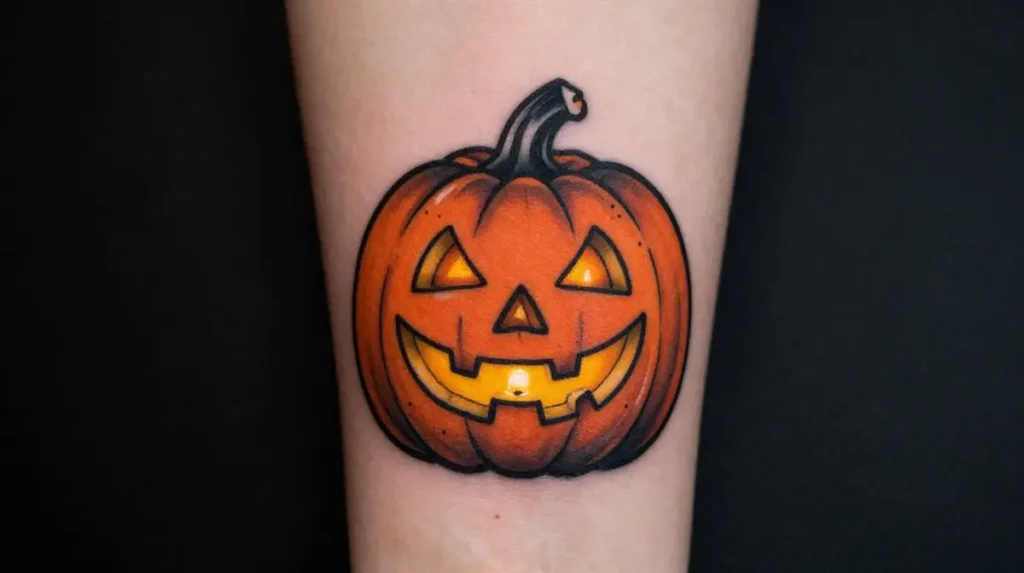 Classic Jack-O-Lantern Pumpkin Tattoo