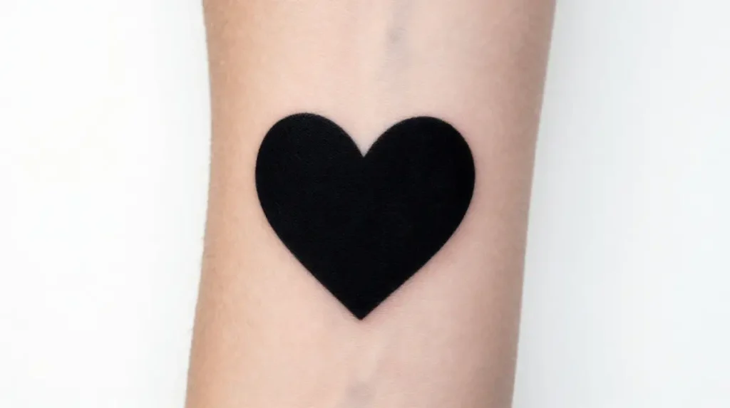 Classic Solid Black Heart Tattoo