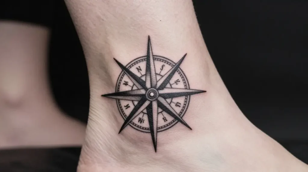 Compass Ankle Tattoo