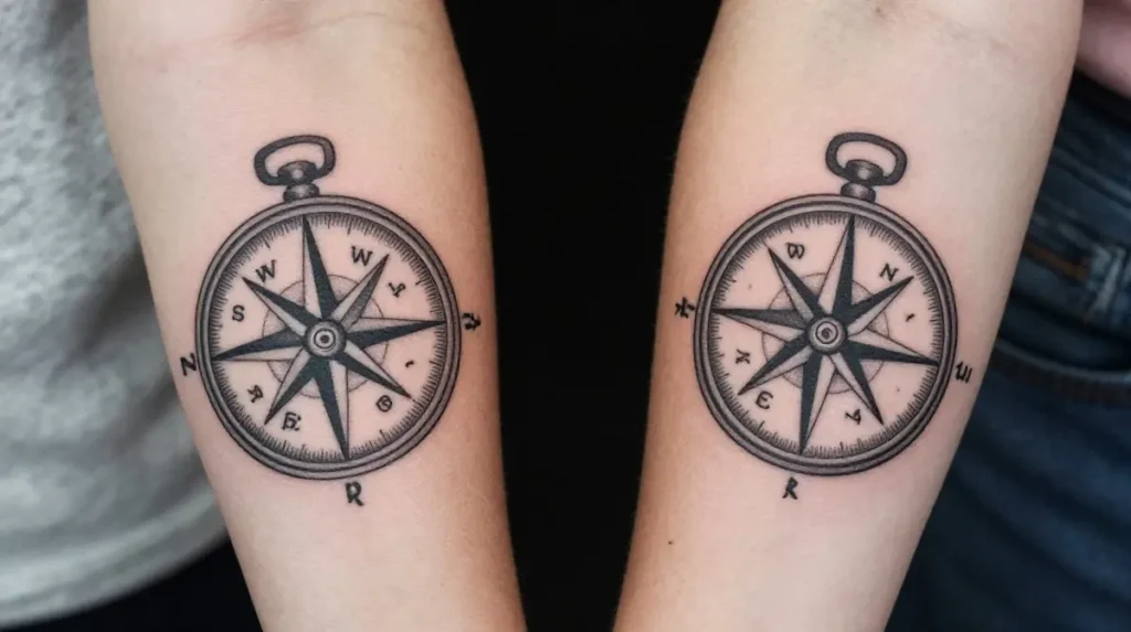 Compass Father Daughter Tattoo