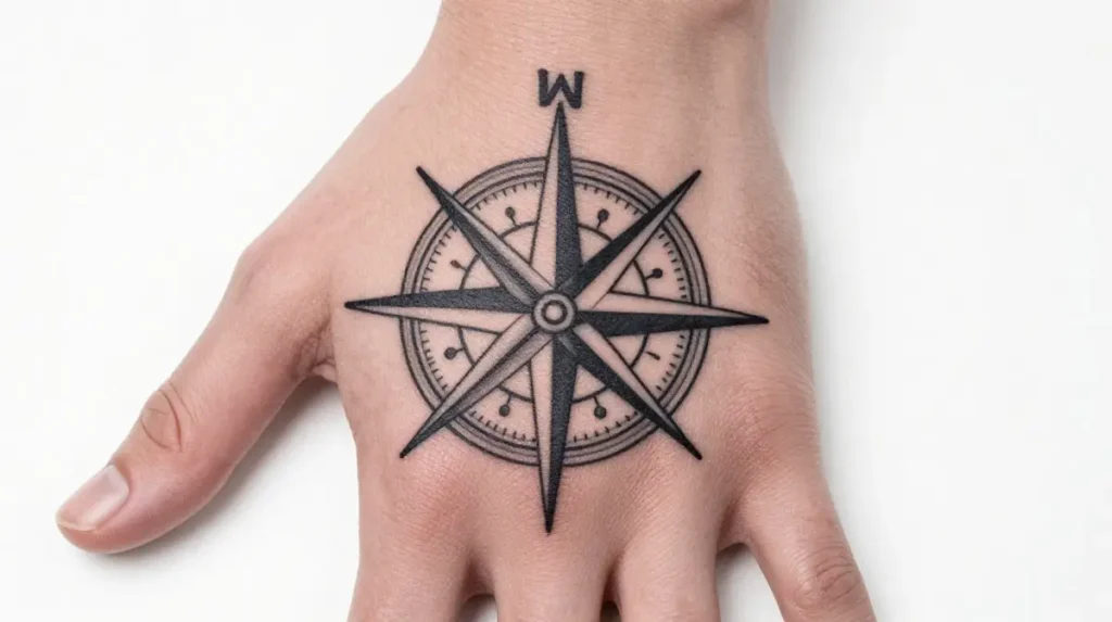 Compass Hand Tattoo