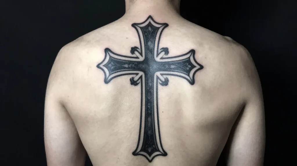 Cross Back Tattoo for Men