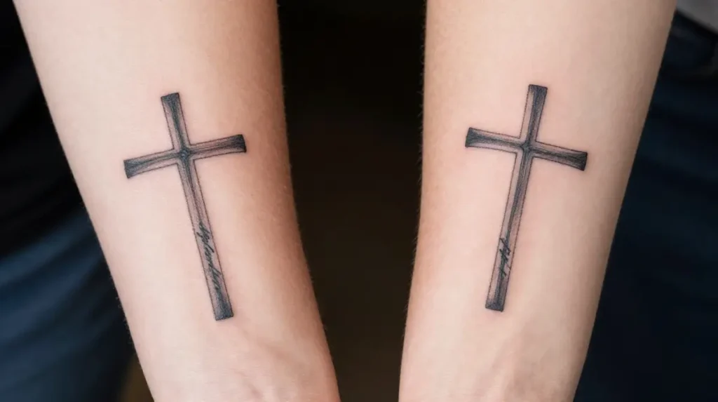 Cross Father Daughter Tattoo