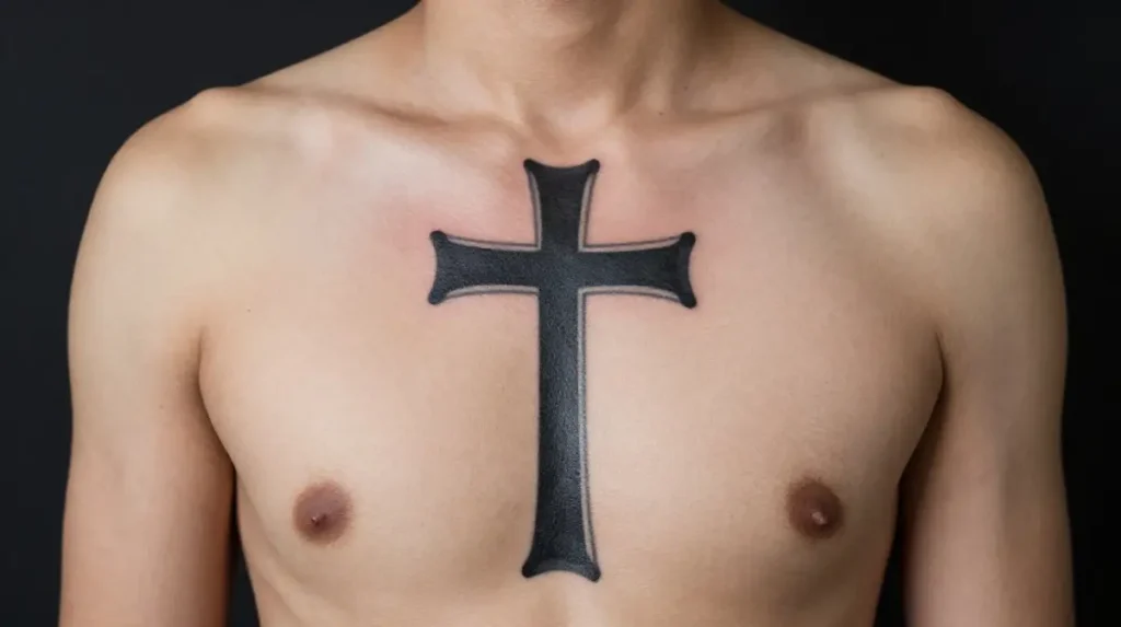 Cross Tattoo on Chest for Men