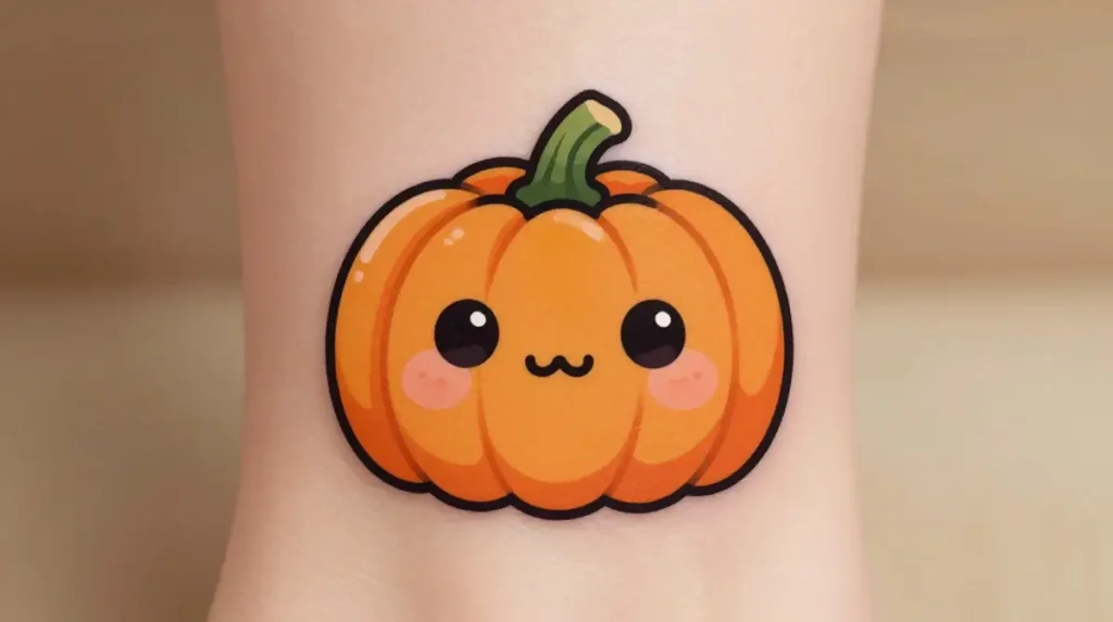Cute Kawaii Pumpkin Tattoo