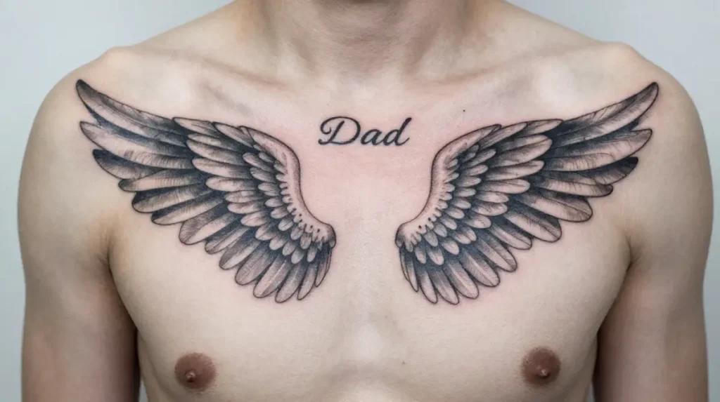 Dad Tattoo with Angel Wings