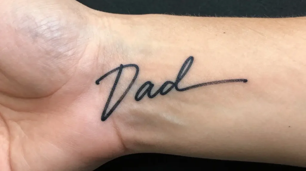 Dad Tattoo with His Signature