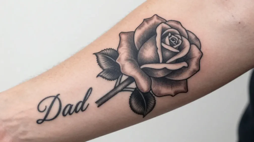 Dad Tattoo with Rose