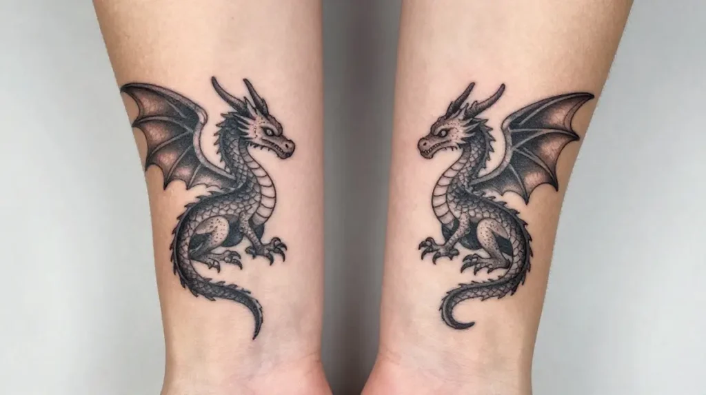 Dainty Dragon Tattoo Matching Set