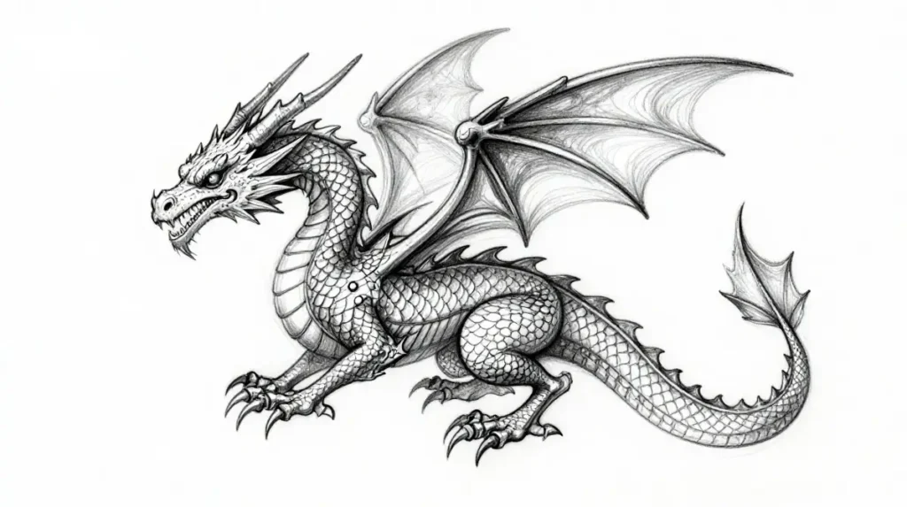 Dainty Dragon Tattoo Sketch Style