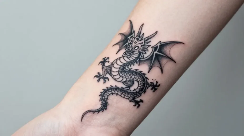 Dainty Dragon Tattoo on Wrist