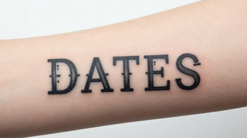 Date Tattoo in Typewriter Font