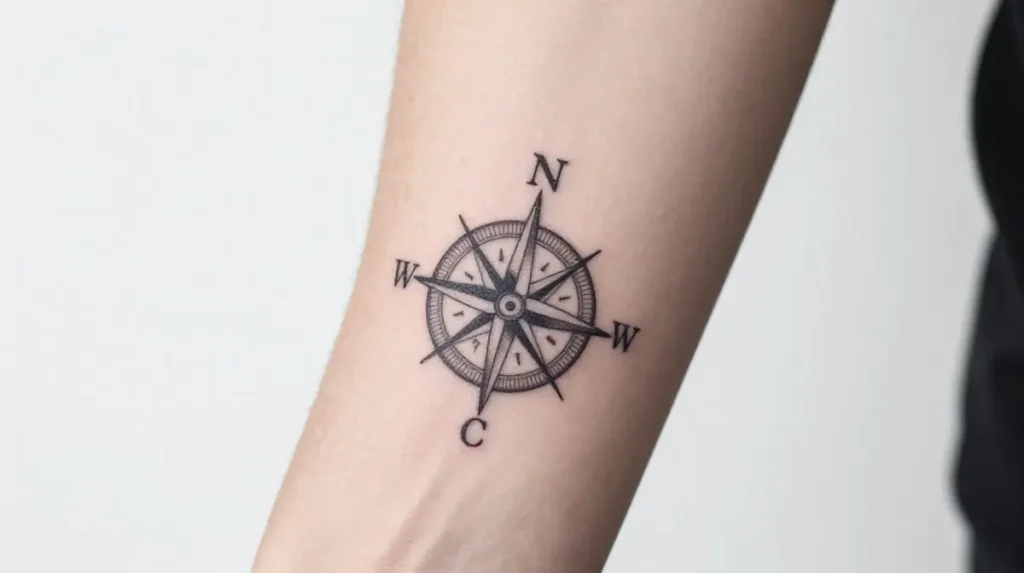 Date Tattoo with Compass or Star