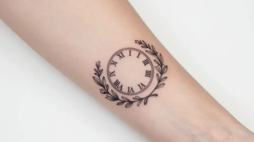 Date Tattoo with Flowers