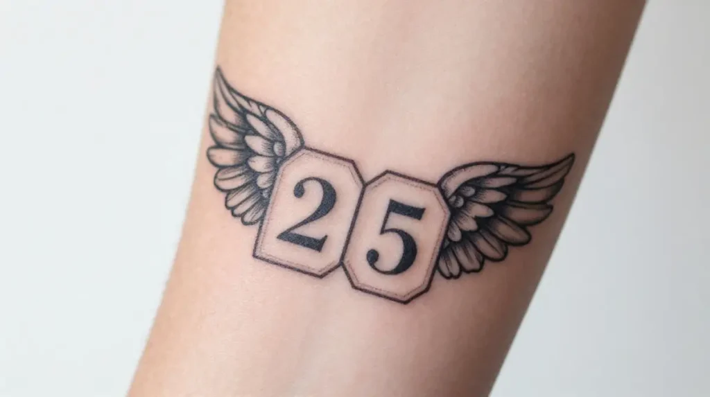 Date Tattoo with Wings