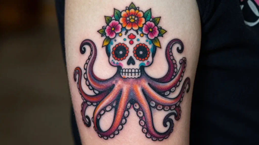 Day of the Dead Octopus Tattoo