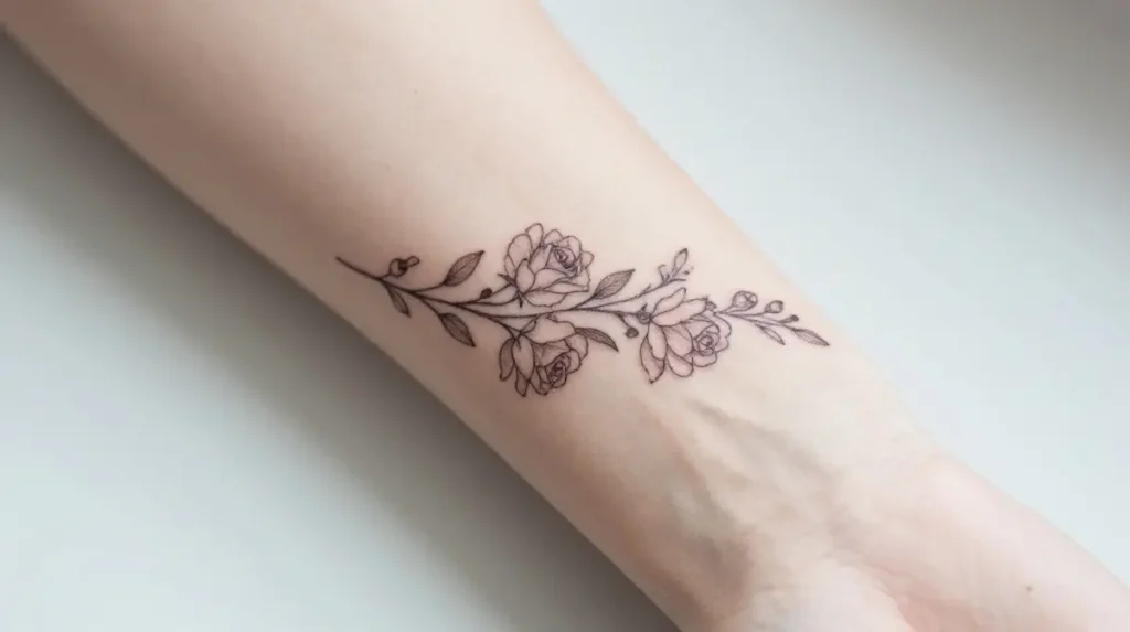 Delicate Floral Wrist Tattoo