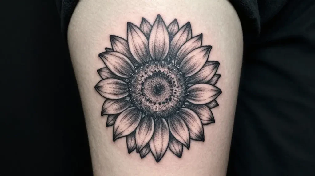 Dotwork Sunflower Tattoo