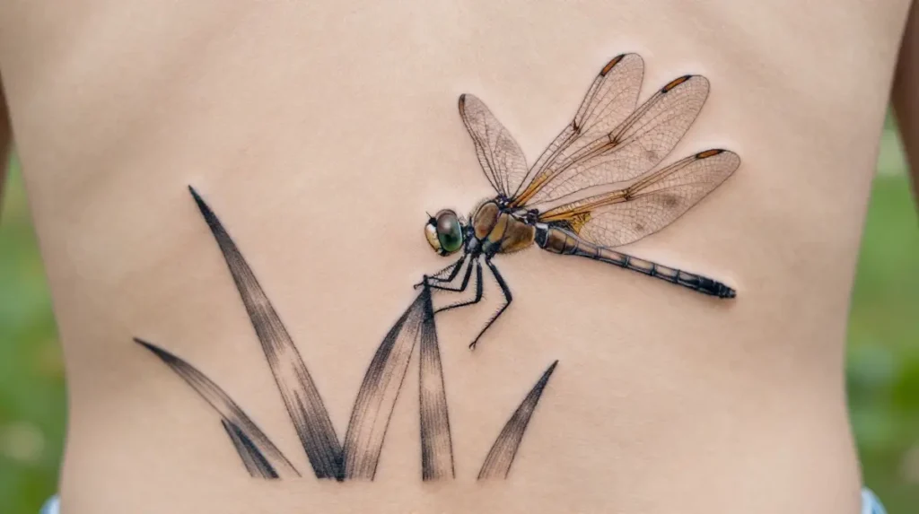 Dragonfly and Reed Grass