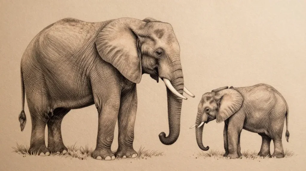 Elephants Mother and Calf